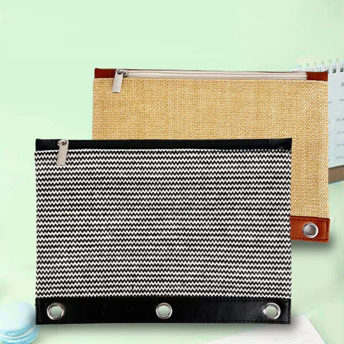Simple Straw Weave Binder Pouch