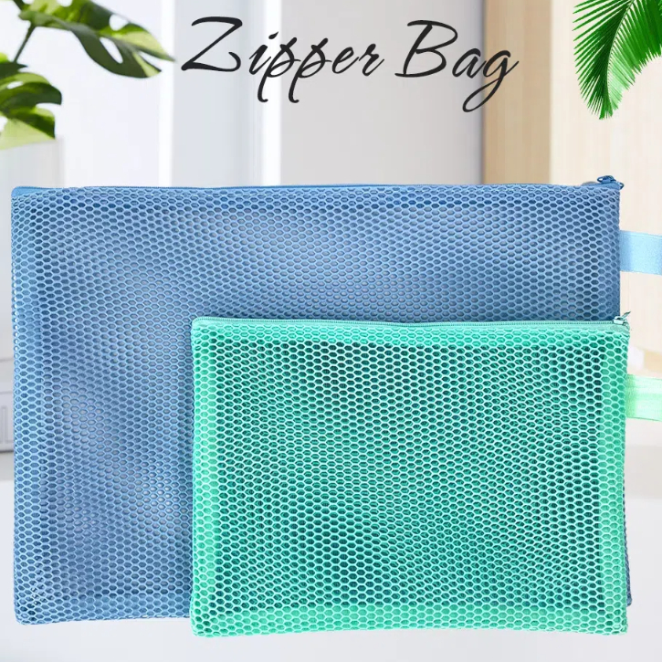 Simple Mesh Fabric Zipper Bag