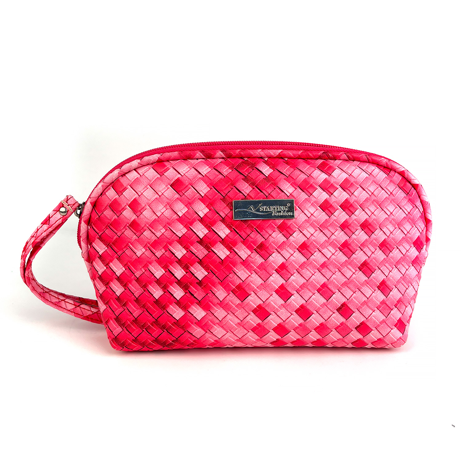 Knit PU Leather Cosmetic Bag